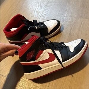 Nike Air Jordan 1 Mid “Black Gym Red” Sneakers. These were barely worn!